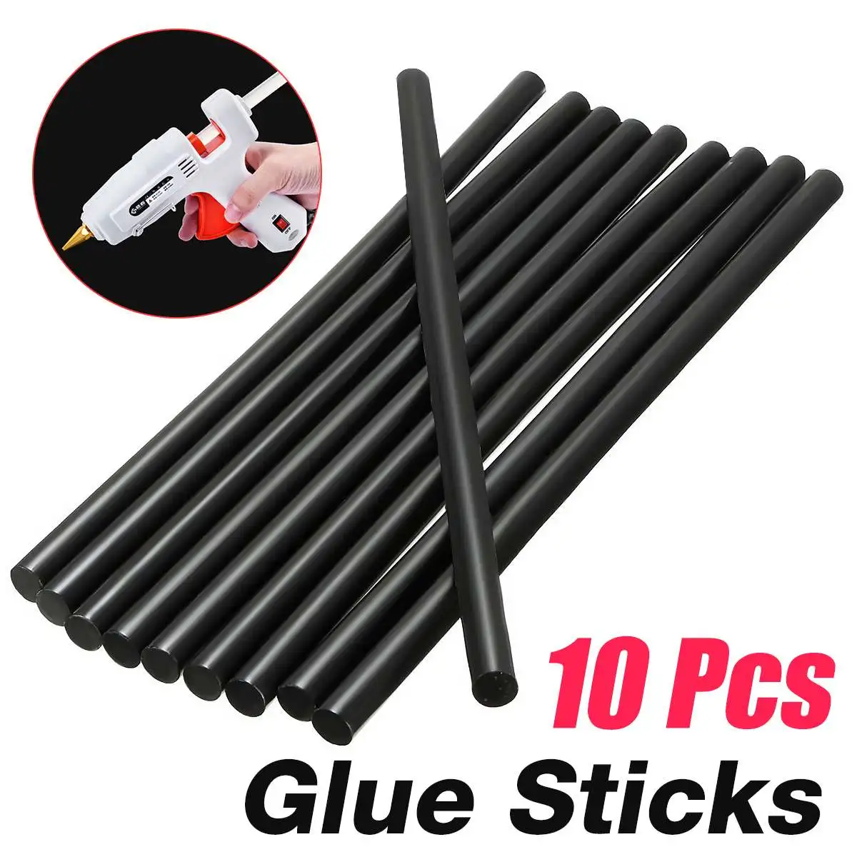 10pcs 11mm Black Hot Melt Glue Sticks For Electric Glue Guns Craft Album Alloy Accessory Car Dent Paintless Removal Hand Repair