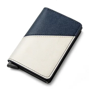 

YAMBUTO 2020 Mixed Color Rfid Card Holder Pu Leather Aluminum Wallet Travel Case Patchwork Slim Russian Men Women Cover Purse