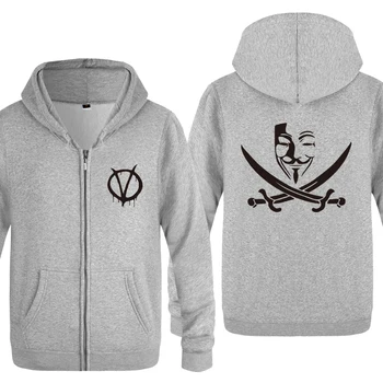 

Movie V for Vendetta Cool Novelty Sweatshirts Men 2018 Mens Zipper Hooded Fleece Hoodies Cardigans
