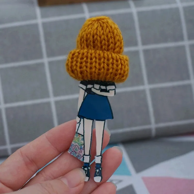 

Acrylic brooch pins woman fashion retro brooches backpack badges