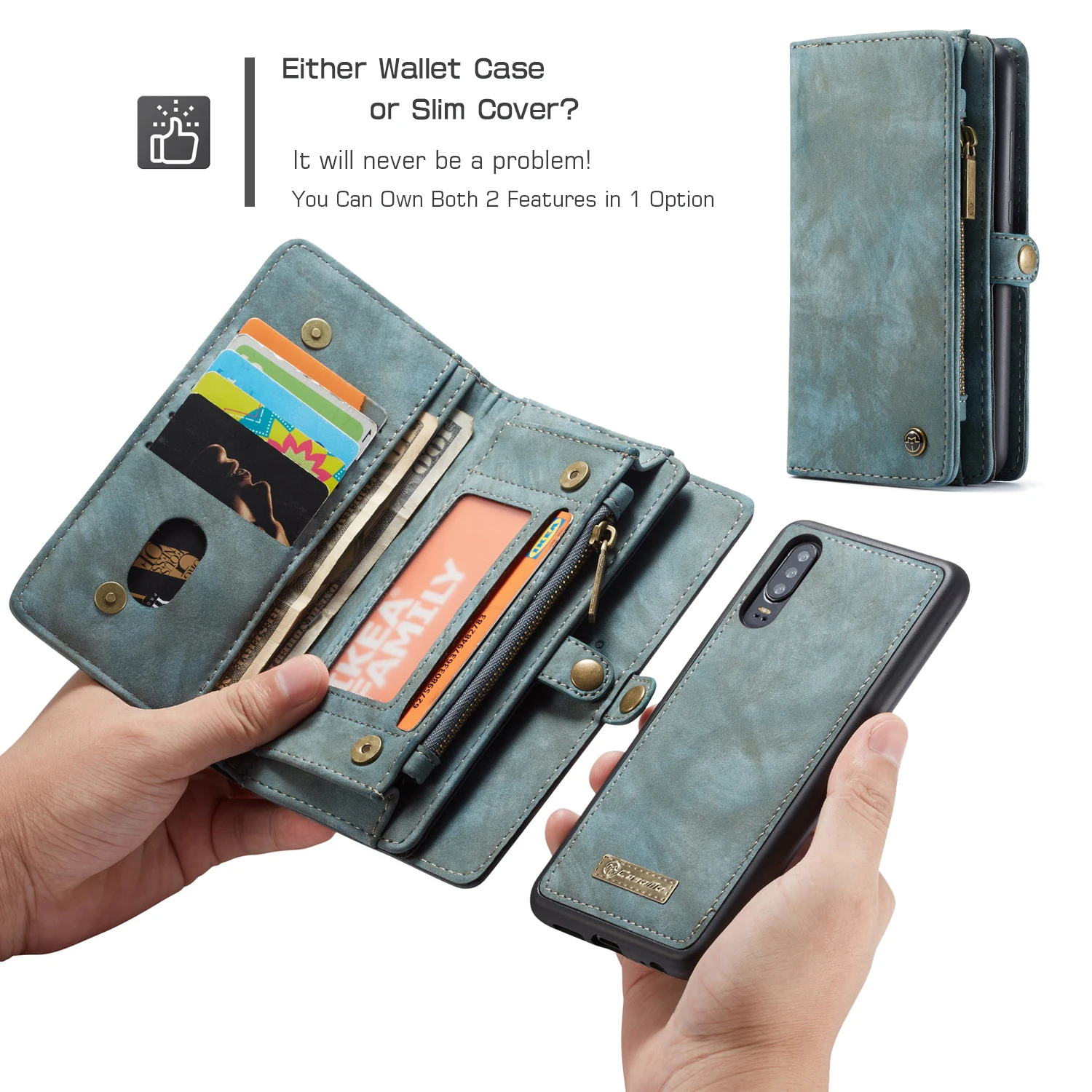 Роскошный кожаный чехол CaseMe для телефона Huawei Mate 20 Pro P20 P30 Lite Nova 3e 4e съемный