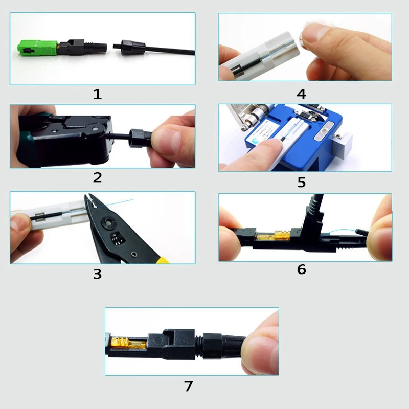 100 шт. Ftth Sc Apc Одномодовый волоконно-оптический Sc Apc Быстрый разъем Sc Apc Ftth волоконно-оптический Быстрый разъем
