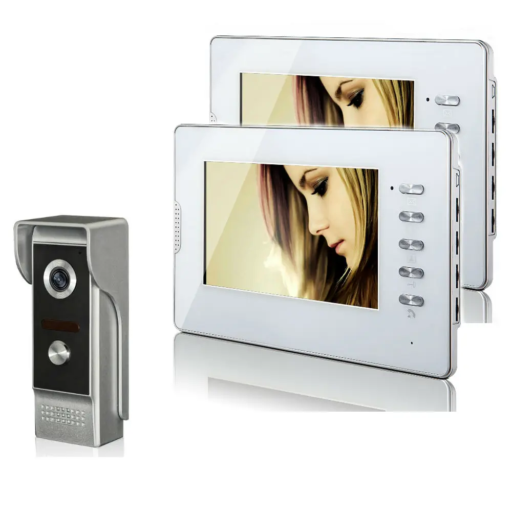 

7" TFT 2 Monitor Wired Video Door Phone Intercom Doorbell Home Security Camera Monitor color speakerphone