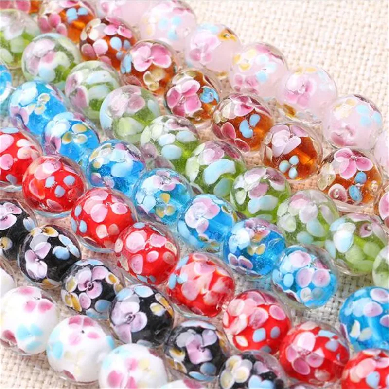 

10pcs/lot 14mm Rose Flower Petal Glass bead Lampwork Beads fit Charms Bracelet Necklace DIY Jewelry Making