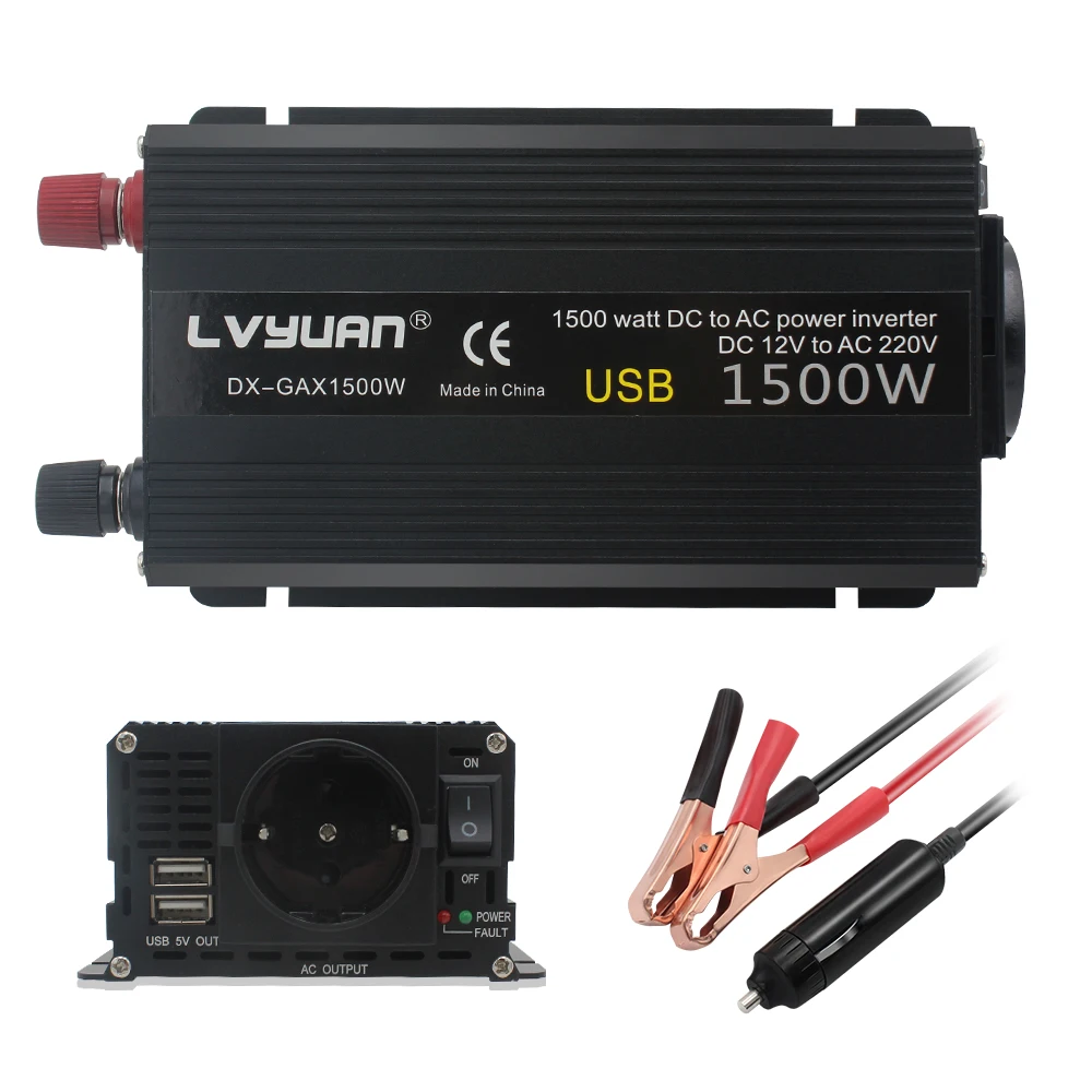 Inverter 12V 220V 1200W/1500W/2000W Converter 2 USB EU Universal Webasto 12 Volts