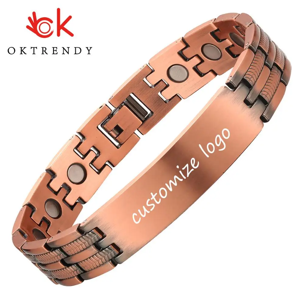 

Personalize ID Name Bracelet Copper Magnetic Bracelets for Men Women Adjustable Wristband Bracelet Bangle Metal Jewelry Gift