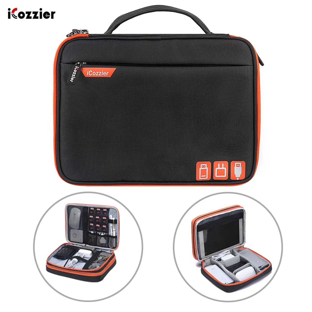 

Double Layer Electronic Accessories Storage Bag Travel Large Capacity Organizer Carry Case for iPad,SD Cards,Cables,Chargers