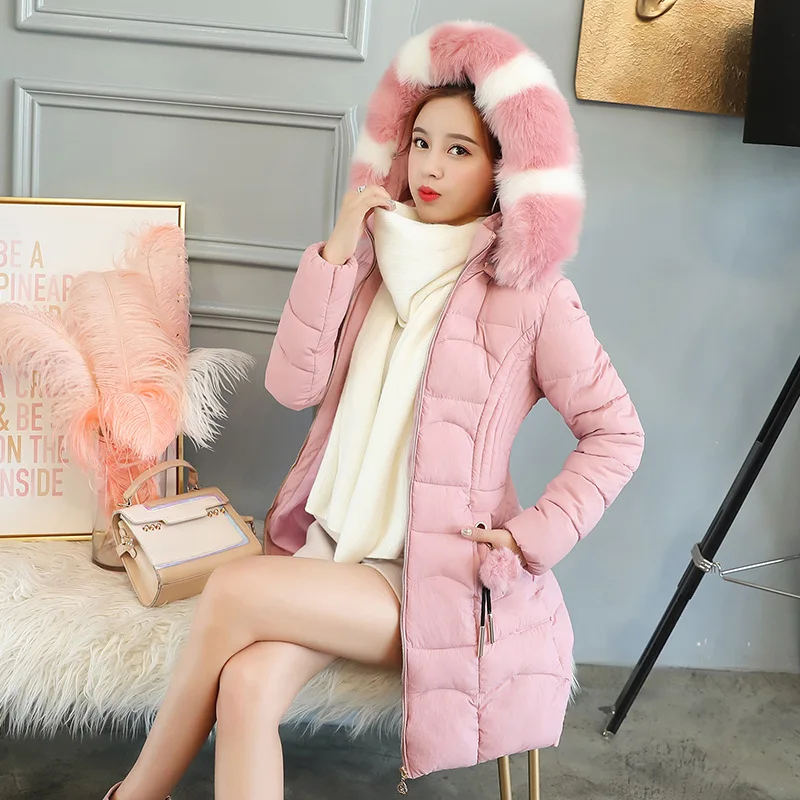 Best Casual Women Thicken Fur Collar Hooded Ladies Coat Long Parka Winter Jacket
