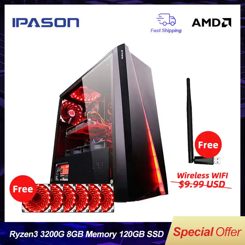 Ipason安いゲーミングpcクアッドコアamd Ryzen3 20 グラム 30 グラム Ddr4 8 グラムram 1 グラムssd 1t 240 グラムssdデスクトップゲームのコンピュータ デスクトップ Aliexpress