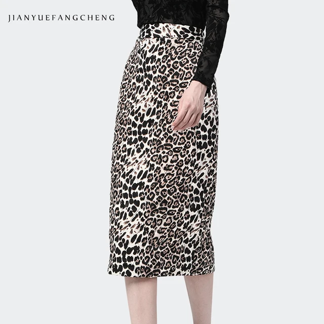 Women Winter Leopard Print Down Pencil Skirt: Wrap Yourself in Elegance