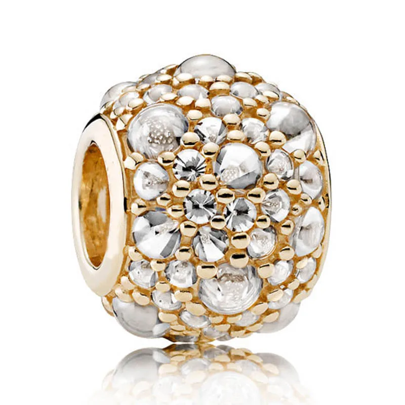 Золотой Цвет Блеск паве шар пчела капельки Fresco кулоны сердца талисманы Fit Pandora браслет 925 пробы серебряные ювелирные бусинки - Цвет: 4
