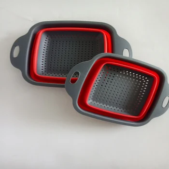 

2pcs Foldable Kitchen Strainer Basket Collapsible Colander Sets Square Shape Fruit Vegetable Washing Drainer Kitchen Baskets