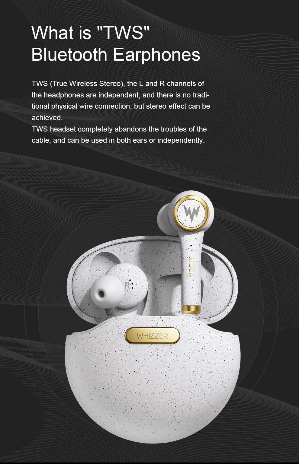 WHIZZER TP1S обновленные головные телефоны Bluetooth 5,0 наушники 3D стерео беспроводные наушники портативные IPX5 сенсорное управление