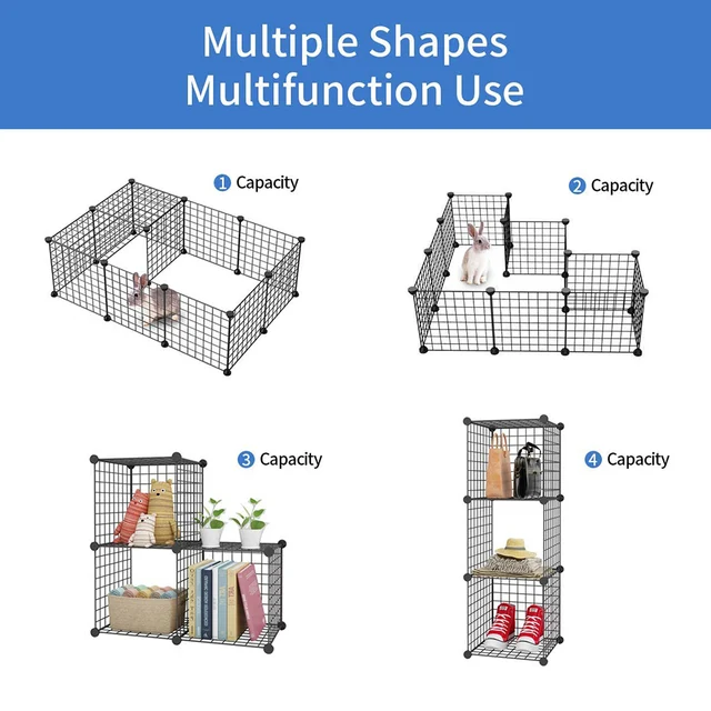 24PCS Iron Mesh Cat Rabbits Guinea Hamster Crate House Barrier Small Animal Cage DIY Kennel Fence Running Play Pen Pet Playpen 3