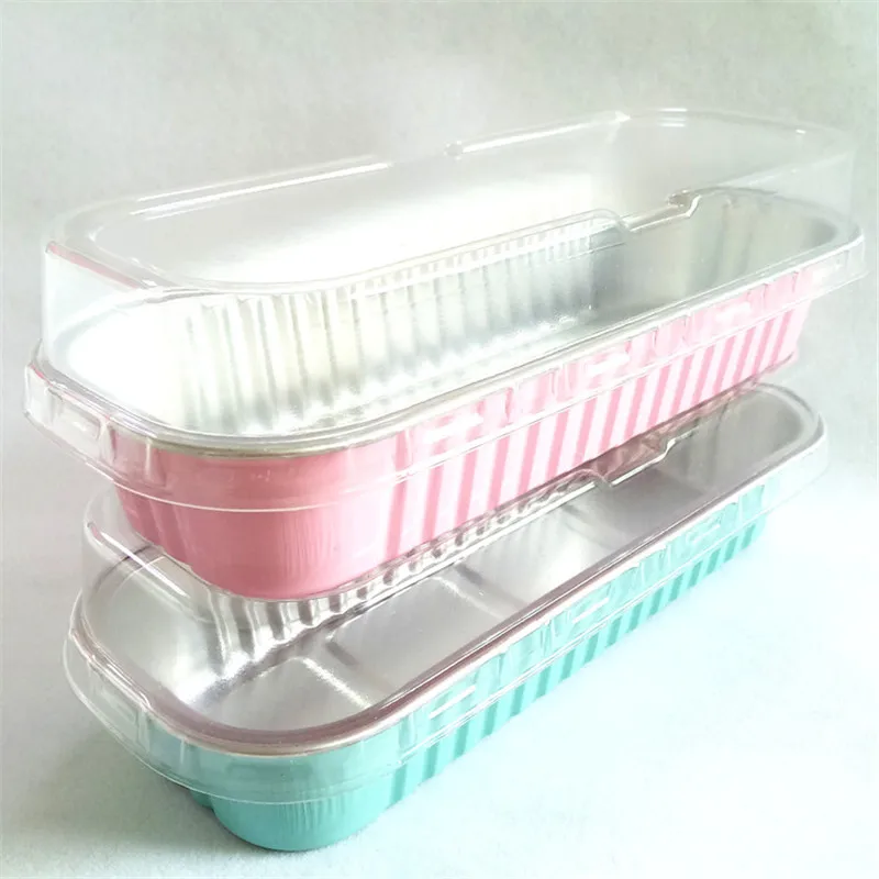 50pcs Net red creative 200ml square aluminum foil pastry cup household diy ice cream chesse salad food packaging box with lid | Дом и сад