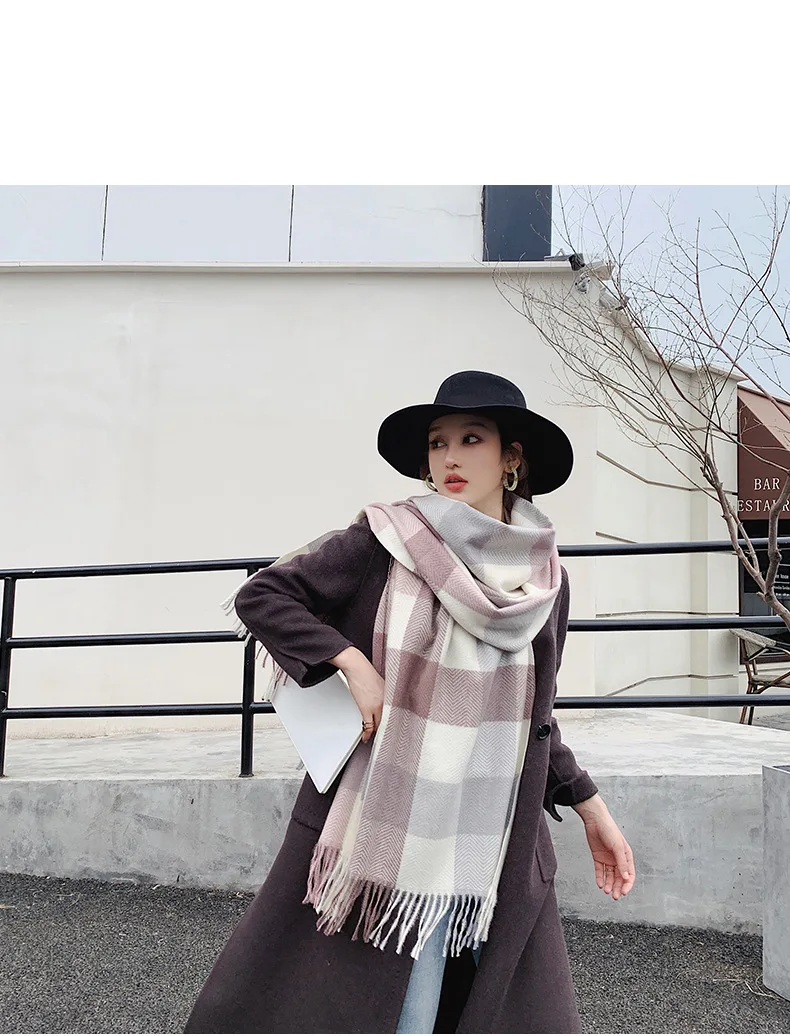 Luxury Brand Scarves Women Plaid Solid Cashmere Scarf Tassel Love Pattern Pashmina Echarpe For Lady Cape Shawls And Wraps