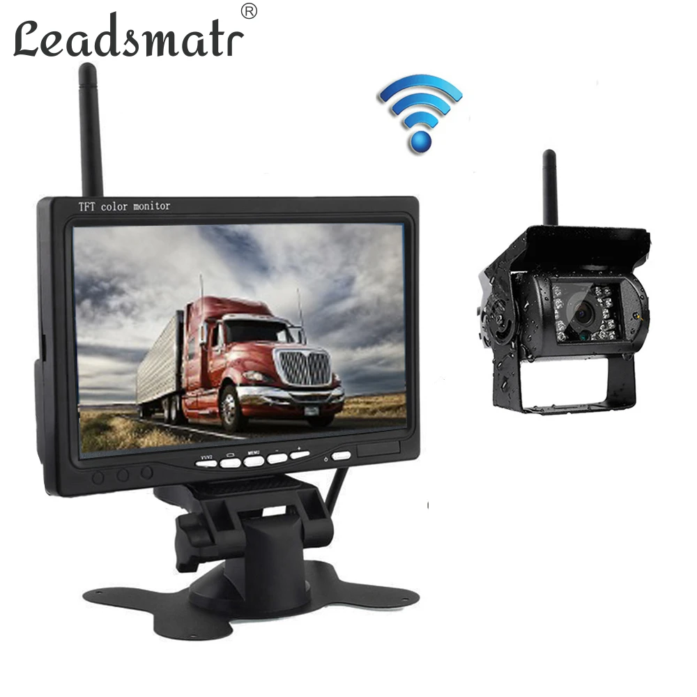 ワイヤレストラックバスモニターリバースカメラ駐車 Sytem 7 Tft 液晶ディスプレイ 18 Led Cmos 赤外線ナイトビジョンレコーダー Wifi カメラ Dvr Dash Camera Aliexpress