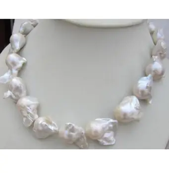 

Jewelry Free Shipping NATURAL SOUTH SEA WHITE BAROQUE PEARL NECKLACE