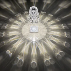 Luminária de mesa em acrílico recarregável, luminária usb com diamante recarregável para decoração, quarto, cabeceira, cristal, presente, luz noturna
