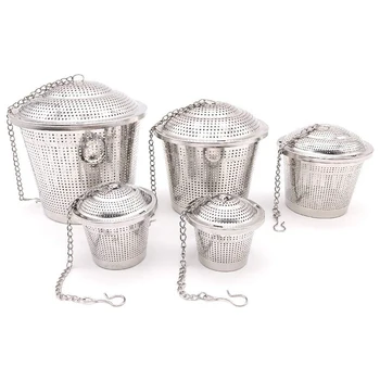 

Tea Infuser 304 Stainless Steel Extra Fine Mesh Tea Strainer Tea Filter with Hook for Loose Leaf Teas (Set of 5)