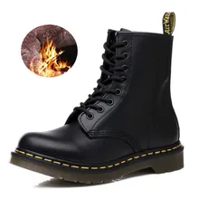 Ботильоны; Мужская и женская однотонная повседневная кожаная обувь; зимние ботинки для пары; бархатная обувь; Ботинки martin на толстой подошве