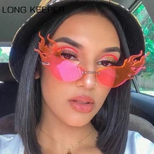 Модные огонь солнцезащитные очки Для женщин Винтаж оправы Солнцезащитные очки «кошачий глаз» в стиле «хип-хоп» для Роскошные трендовые вечерние узкие солнцезащитные очки