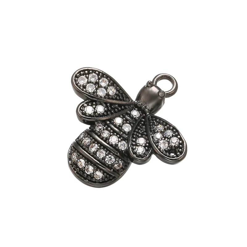 ZHUKOU изысканный хрусталь пчела животное кулон для женщин ожерелье серьги ювелирные изделия Аксессуары Модель: VD525 - Окраска металла: black