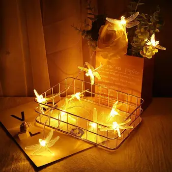 

10 LED Lighting Strings Garland Mini Light Dragonfly Shape Lamp Warm White Energy-saving Christmas Bedroom Home Decoration