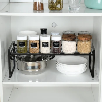 

Kitchen cabinet under the sink under the cabinet layered partition put pot rack rice cooker tabletop storage shelf