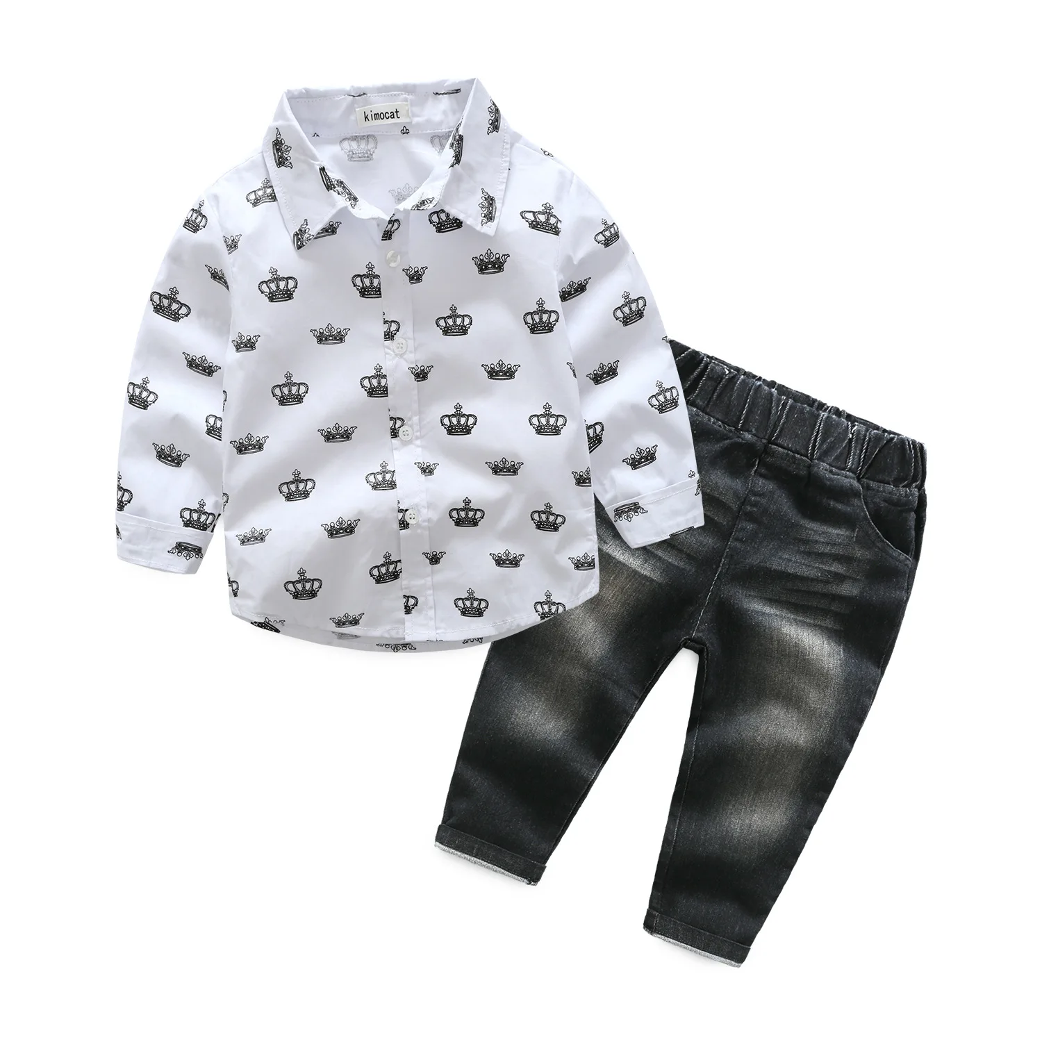 

Spring And Autumn BOY'S Casual All Taffeta Yellow Crown Shirt Cowboy Trousers CHILDREN'S Suit