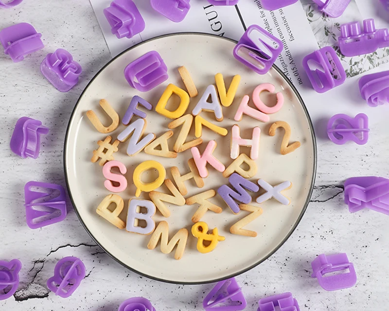40pcs/set Alphabet Number Cookies Cutter Fondant Biscuit Cutter Mold Figure Letter Pastry Cake Mould Baking Decorating Tools