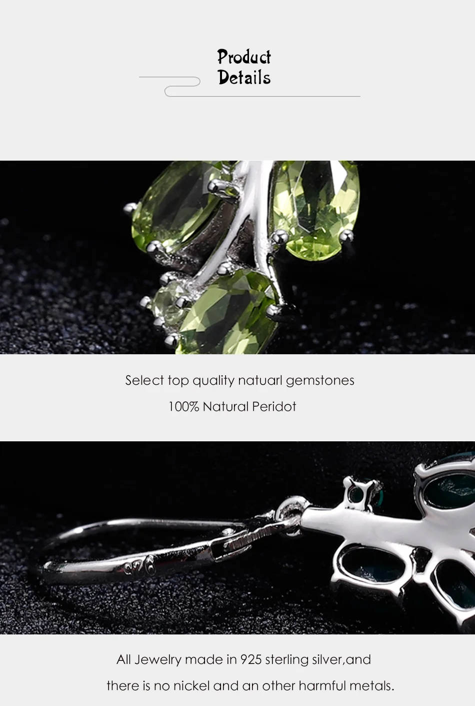 GEM'S BALLET 925 пробы, серебряные серьги в форме пальмы, 4.29Ct, натуральный Перидот, Серьги с драгоценными камнями для женщин, свадебные ювелирные изделия