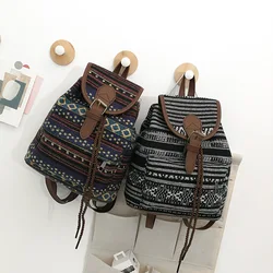 Shoulder bag retro ethnic style multi-function small backpack 2020 autumn new all-match Oxford cloth ladies backpack school bag