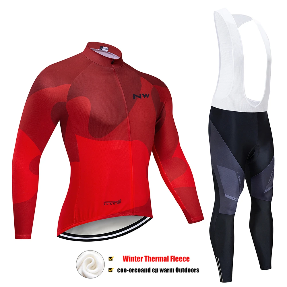 Pic Color Pro Team NW велосипедная майка 9D комплект с нагрудником MTB Униформа велосипедная одежда мужская зимняя теплая флисовая велосипедная Одежда для велоспорта - Цвет: Pic Color