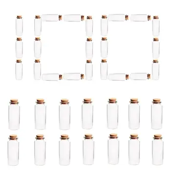 

100pcs Hot Sale 30*70MM 30ML Glass Storage Bottles Empty Sample Jars Cork Stoppers for DIY Craft Home Office Decor - Transparent