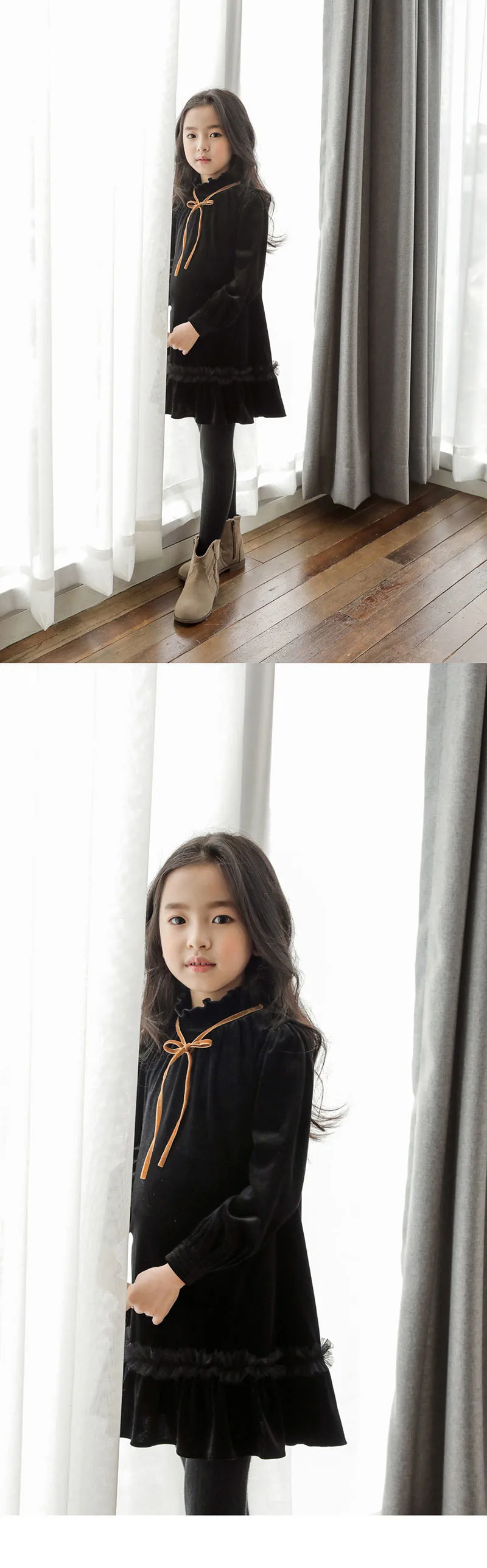 Fleece Big Girl Autumn Winter Dress Teens Kids New Arrival 2019 Dresses Black Children Ruffles Dress Patchwork Christmas Clothes (13)