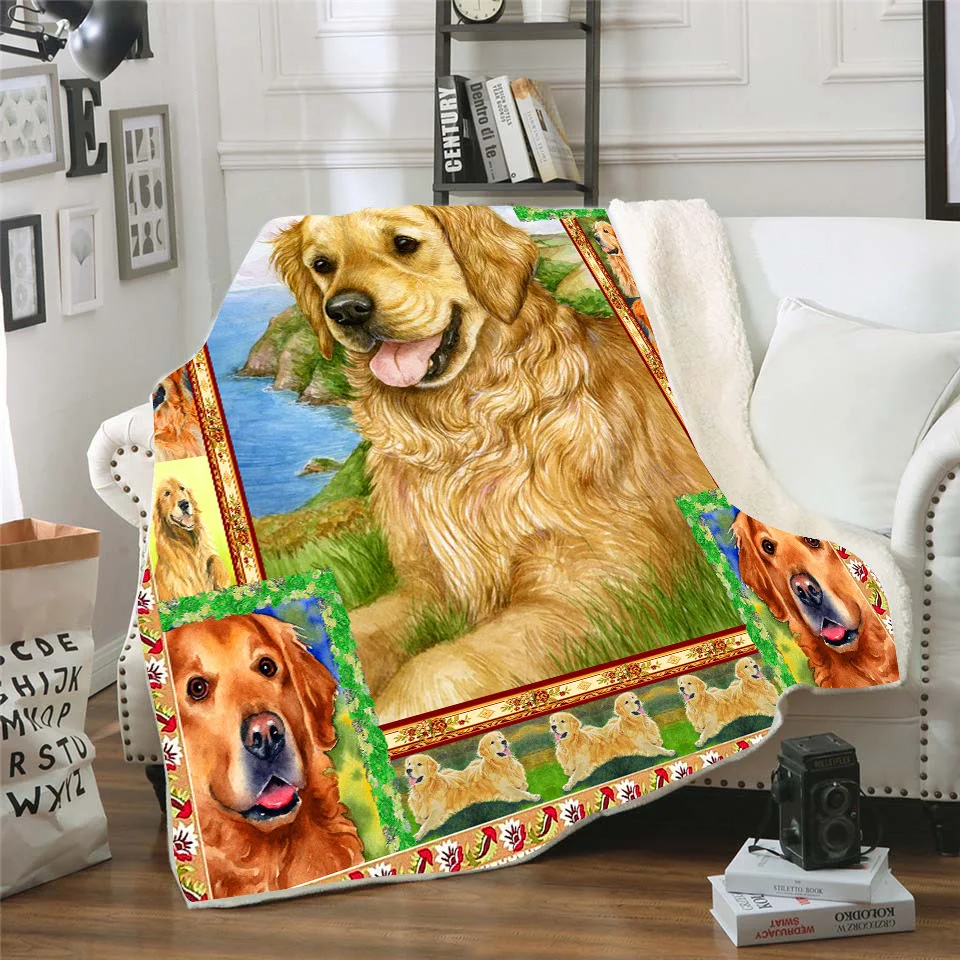 

Golden Retriever 3d printed fleece blanket for Beds Hiking Picnic Thick Quilt Fashionable Bedspread Sherpa Throw Blanket
