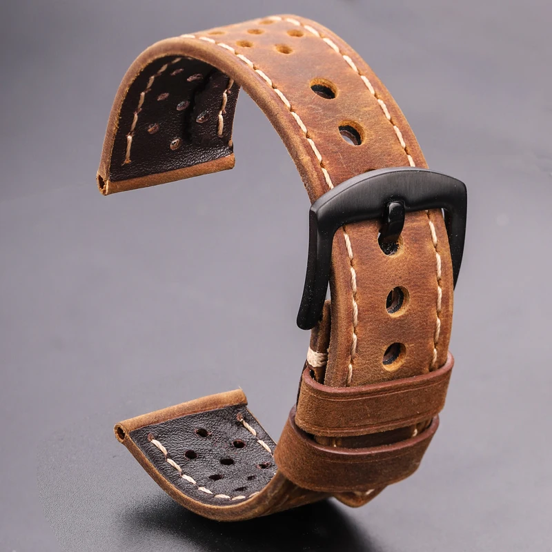 Cowhide Watchbands 20mm 22mm Genuine Leather Vintage Wrist Strap Belt For Samsung Galaxy Watch 46mm Bracelet