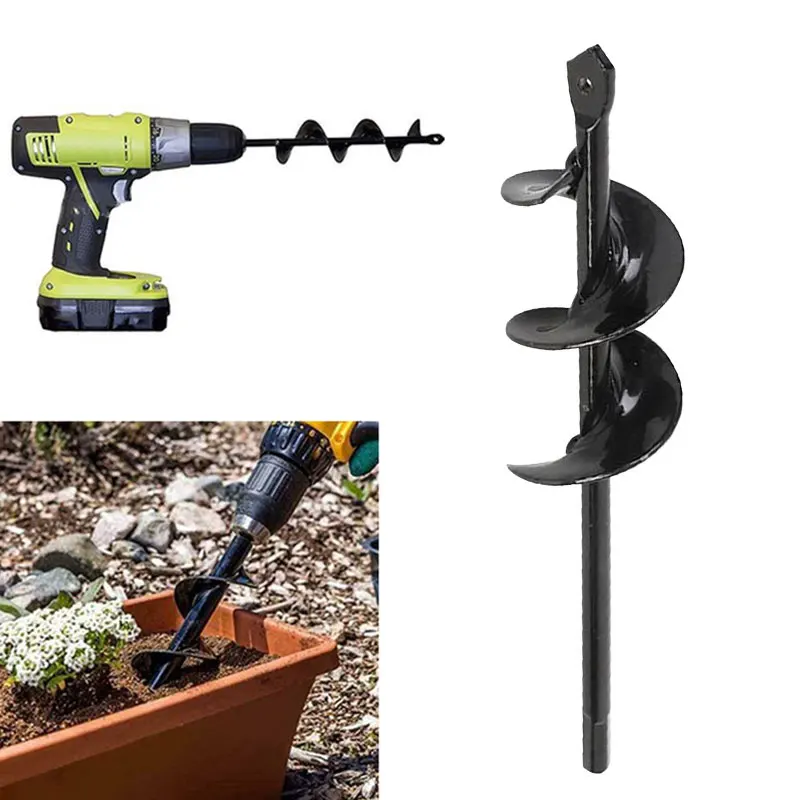 

Ground Drill Metal Mining Tool Practical Twist Drill Planting Auger Spiral Black Electrical Accessories Gardening Garden