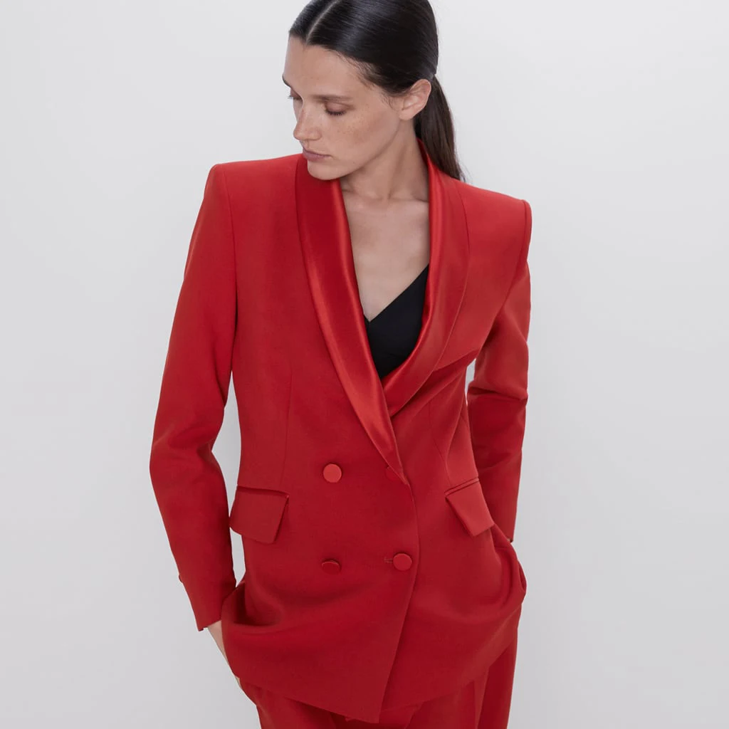 11.11 Newness Red Suit Coat Autumn Female Blezer Feminina ZA Women Clothing Casual Solid Slim Blazer Coat Wholesale