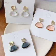 AOMU простые прозрачные акриловые металлические квадратные геометрический веер Висячие серьги для женщин и девушек вечерние ювелирные изделия аксессуары