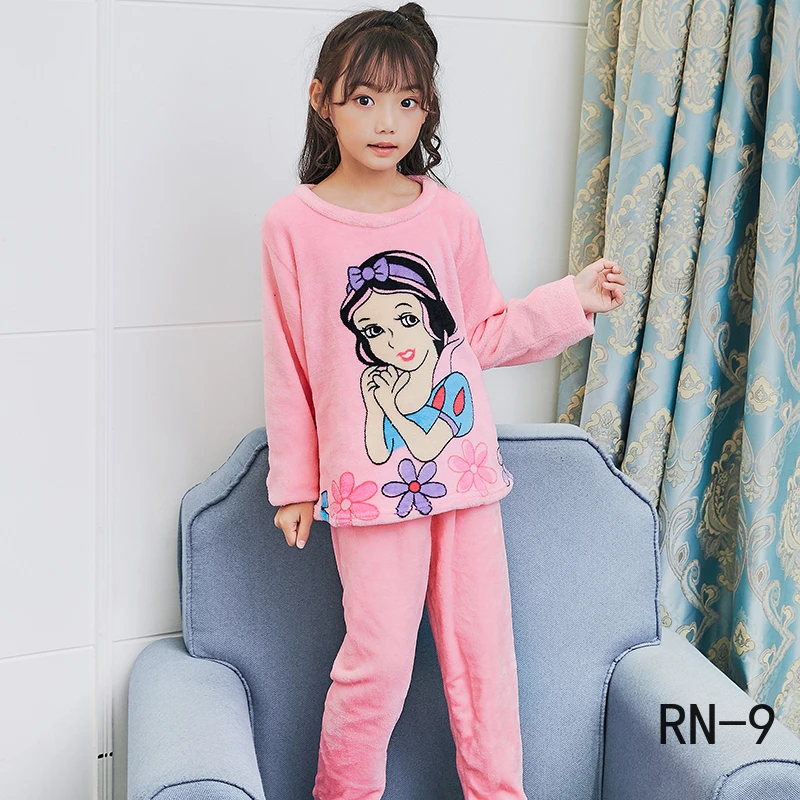 Winter Children Warm Pajamas Thicken Flannel Sleepwear Girls Loungewear Cartoon Coral Fleece Kids Pijamas Suit Casual Homewear