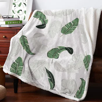 

BIGHOUSES Throw Blanket Tropical Plant Palm Leaf Banana Leaf Green Summer Fleece Blankets Personalized Blankets Bedclothes