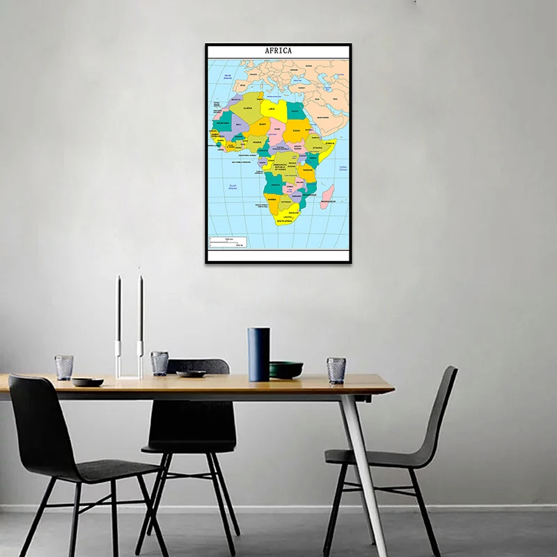 42*59cm The Political Map of Africa 2013 Version Posters and Prints Non-woven Canvas Painting School Teaching Supplies