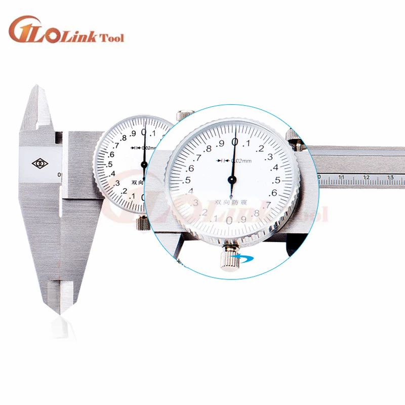 High quality double needle 150mm 0.02mm 0.001" stainless steel dial