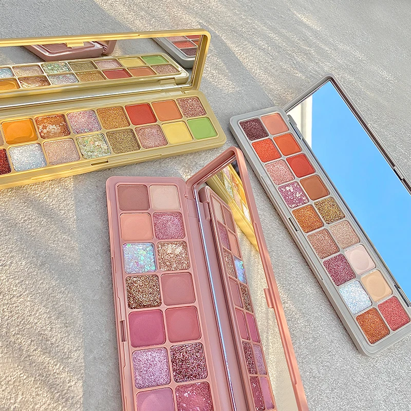 Pudaier Pinkyfocus Summer Fresh 18 Color Eyeshadow Plate Flash Powder Pearlescent Waterproof Matte DelicateINS Eyeshadow
