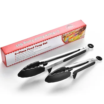 

Black 9-inch 12-inch Silicon Effective Food Clip With Support Frame Two-piece Food Clip