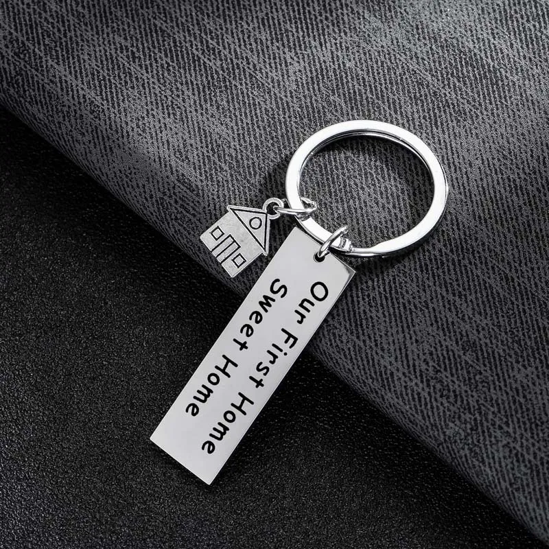 

12PCs Stainless Steel Keychains Our first Home Sweet Home Keyrings Couples Housewarming Gifts Lovely Gift For New Home Owner Hot