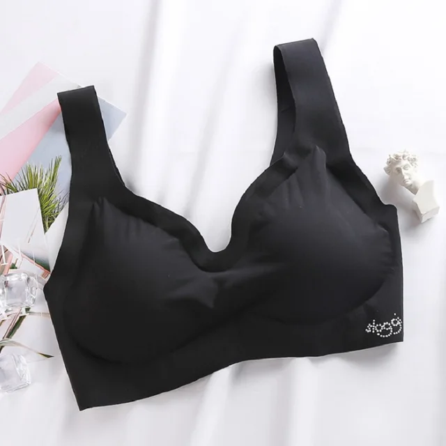 Seamless Bras For Women Fitness Candy Color Underwear Gathers Shock-Proof Thin Pad Sexy Push Up Bra Lingerie Female Intimates black