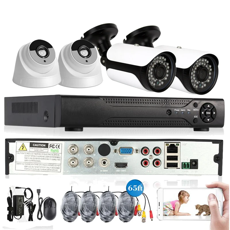 Wardmay 4CH домашняя система видеонаблюдения HD видео CCTV Проводной DVR комплекты 2.0MP 5.0MP Крытая наружная водонепроницаемая система безопасности